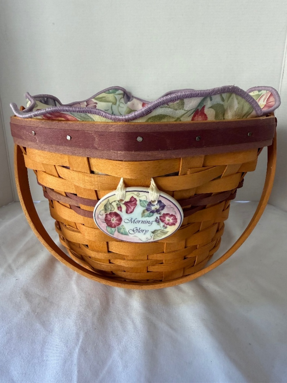 Morning Glory Longaberger Basket with 2 protective plastic liners